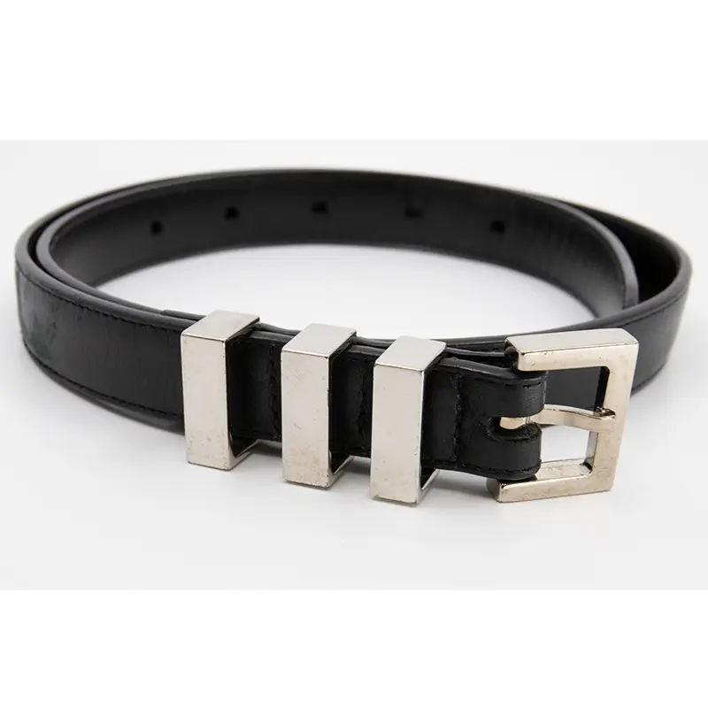 SAINT LAURENT PARIS 3連ナローベルト 3連バックルレザーナローベルト | SAINT LAURENT PARIS